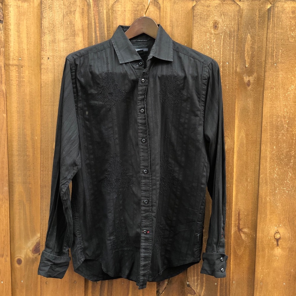 Black Embroidered Guess Dress Shirt Medium